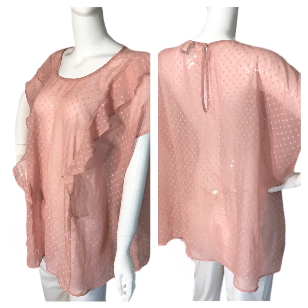 Torrid 3-3X 22/24 Blush Pink Polka Dot Sheer Top